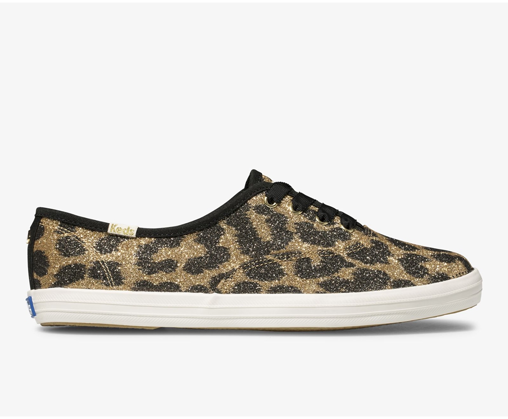 Tenis Keds Mujer Marrom - Kate Spade New York Champion Glitter Leopard - 3270-UFSLM